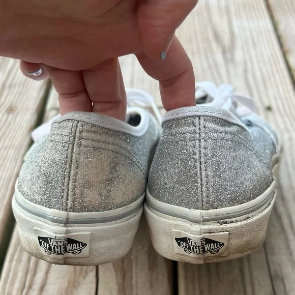 vans | men’s 6.5 women’s 8 vans silver sparkly shoes - Picture 5 of 8